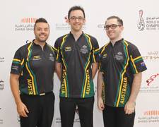 Jason Belmonte, David Porto und Sam Cooley aus Australien schließen diesen Durchgang mit dem dritten Platz ab