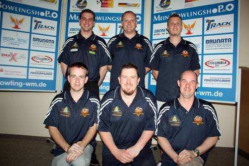 hinten von links: Brown Ross, Pilkington Brian und Taylor Ben, vorne von links: Meads Brendan, Purdue Christian und Trotter Paul