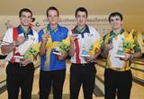 Medaillengewinner im Masters (l nach R) Chris Via (USA-Silber), Daniel Fransson (SWE-Gold), Marshall Kent (USA-Bronze) und Sam Cooley (AUS-Bronze)