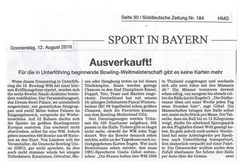 Artikel in der Süddeutschen Zeitung vom 12.08.2010