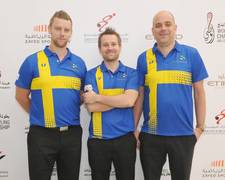 Dritter Platz Joachim Karlsson, Robert Andersson und Martin Paulsson aus Schweden