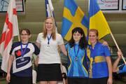 2. Platz Lisa John (England), 1. Platz Sanna Pasanen (Finnland), 3. Platz Daria Kovalova (Ukraine) und Isabelle Hultin (Schweden)
